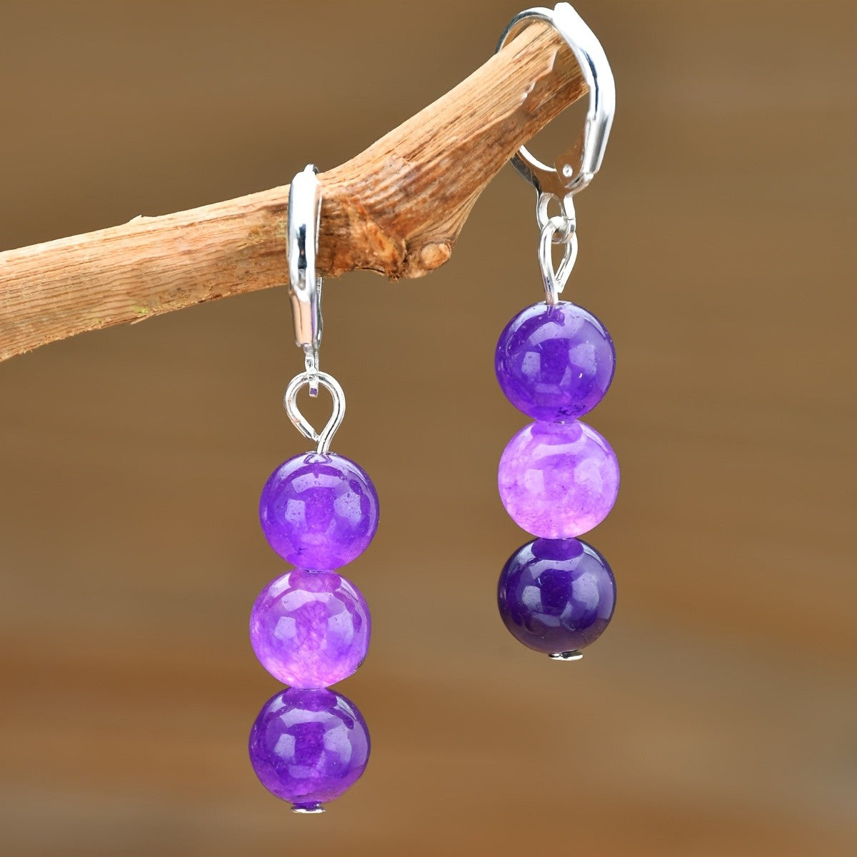 Multicolor Round Stone Drop Earrings