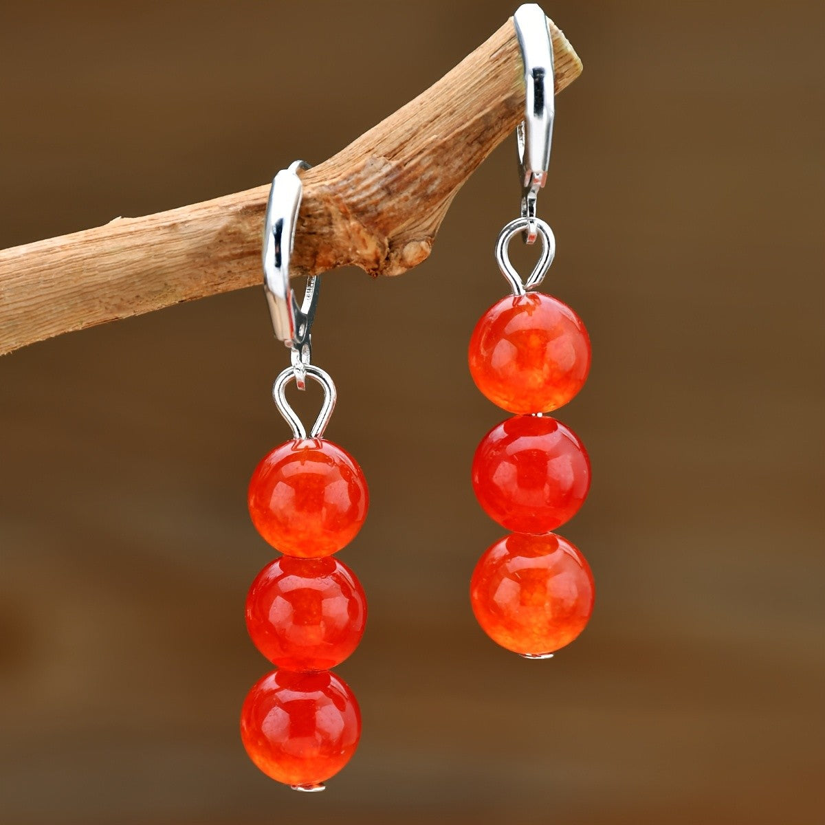 Multicolor Round Stone Drop Earrings