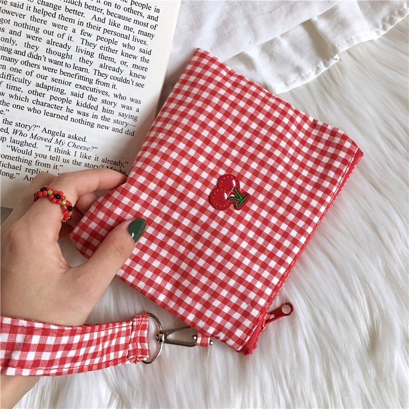 Red Gingham Cherry Pouch