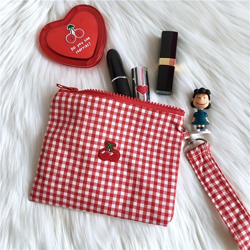 Red Gingham Cherry Pouch