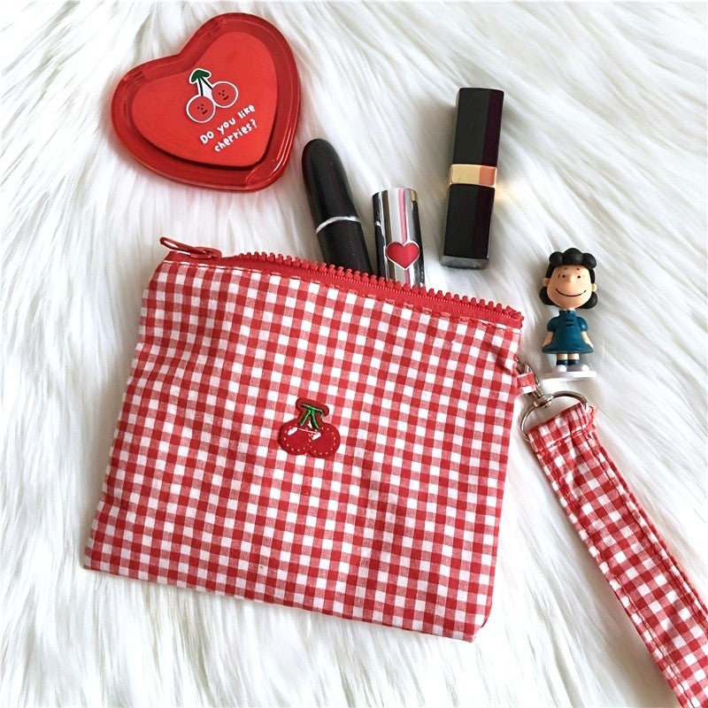 Red Gingham Cherry Pouch