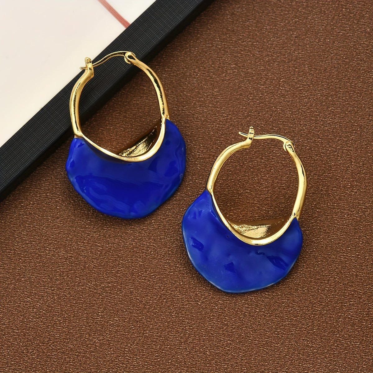 Blue Asymmetrical Hoop Earrings
