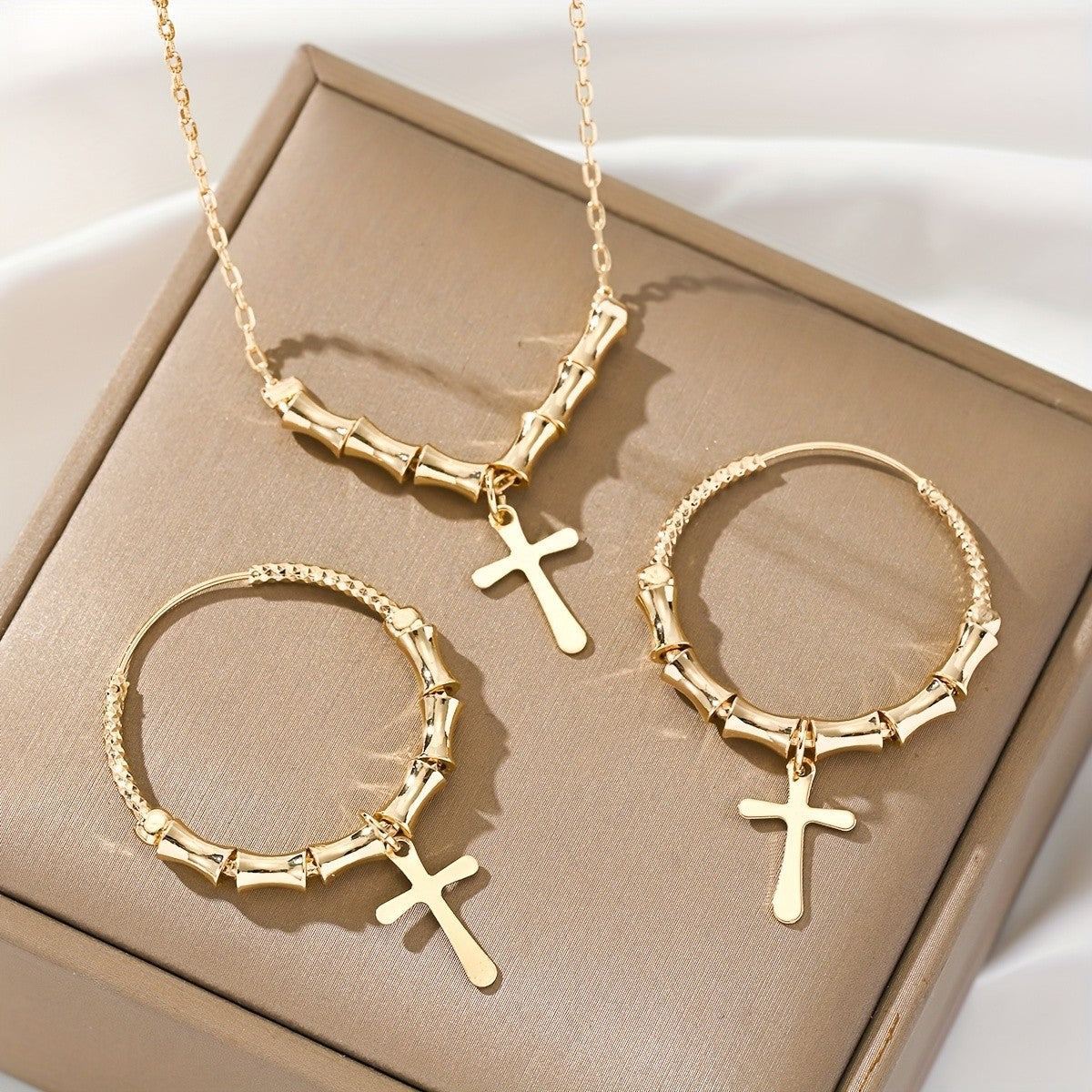 Bamboo Cross Jewelry Set