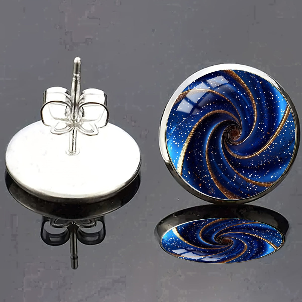 Blue Spiral Stud Earrings