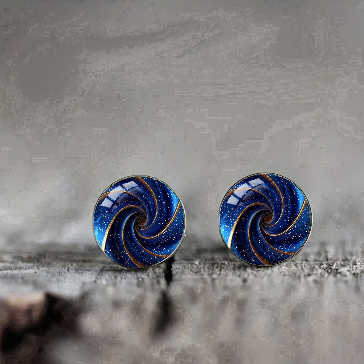 Blue Spiral Stud Earrings