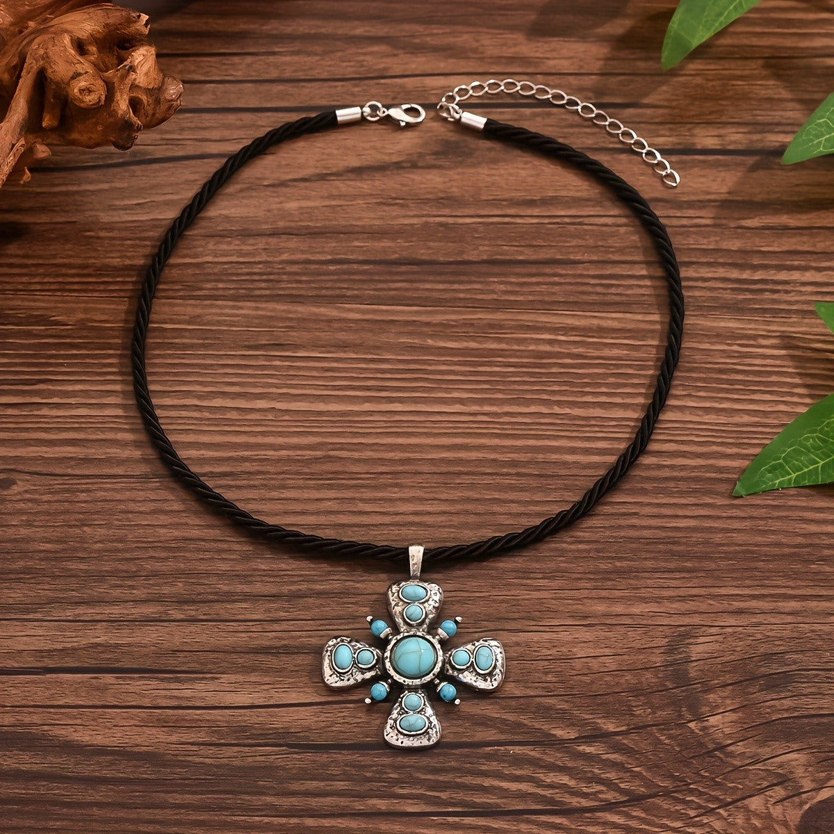 Turquoise Cross Pendant Necklace