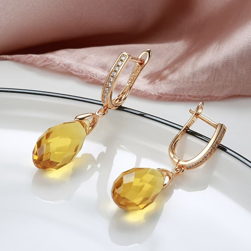 Amber Teardrop Drop Earrings