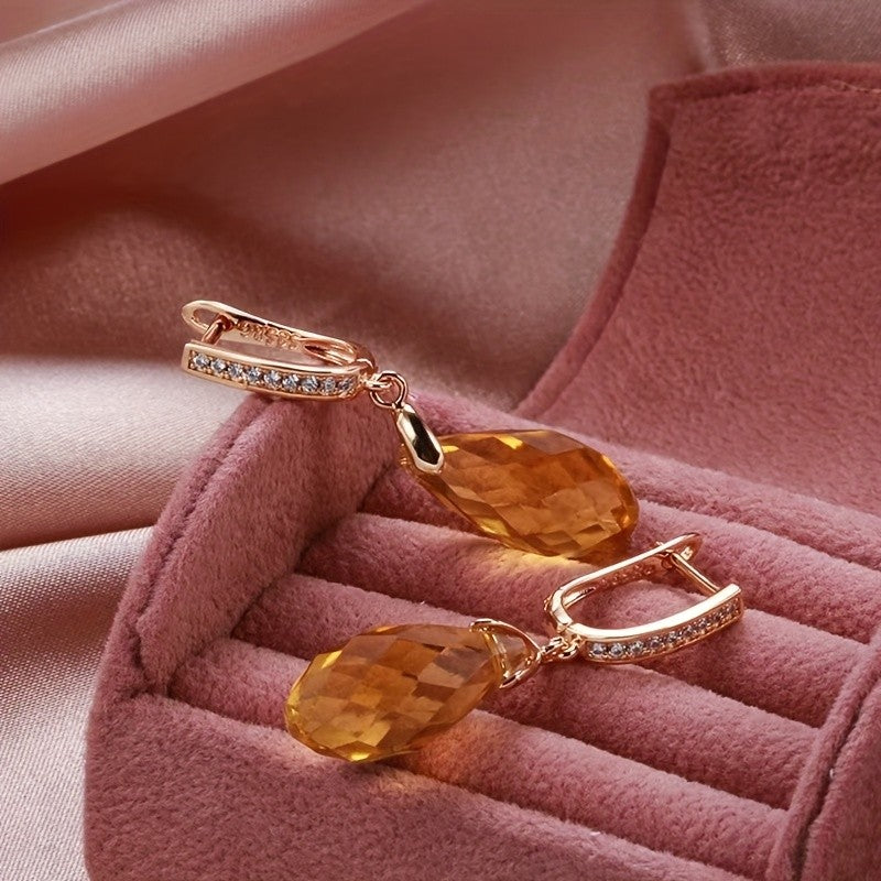 Amber Teardrop Drop Earrings