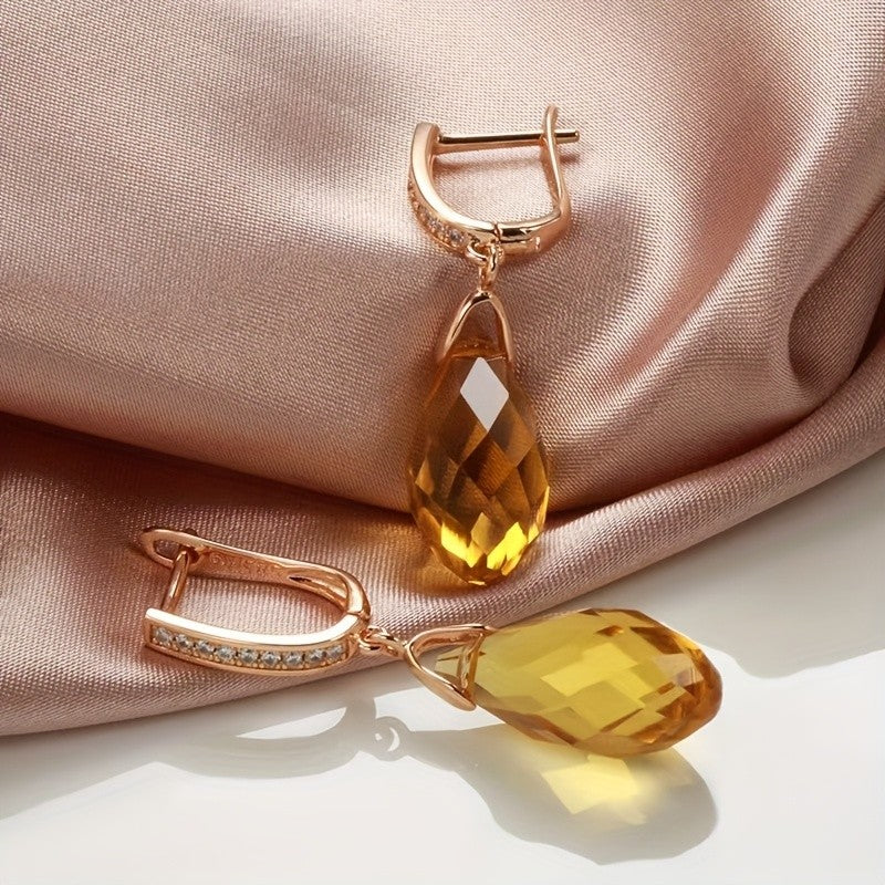 Amber Teardrop Drop Earrings