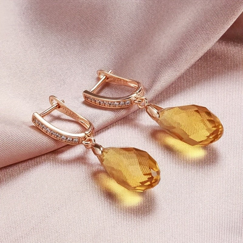 Amber Teardrop Drop Earrings