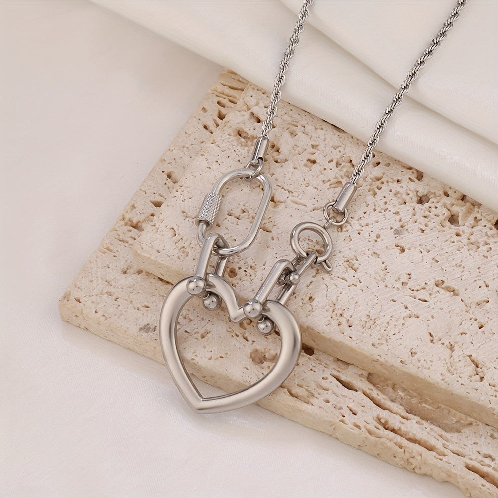 Heart Carabiner Link Necklace