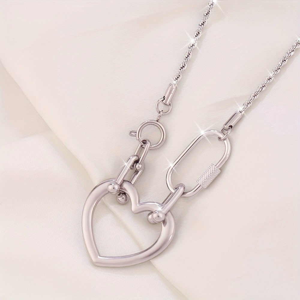 Heart Carabiner Link Necklace