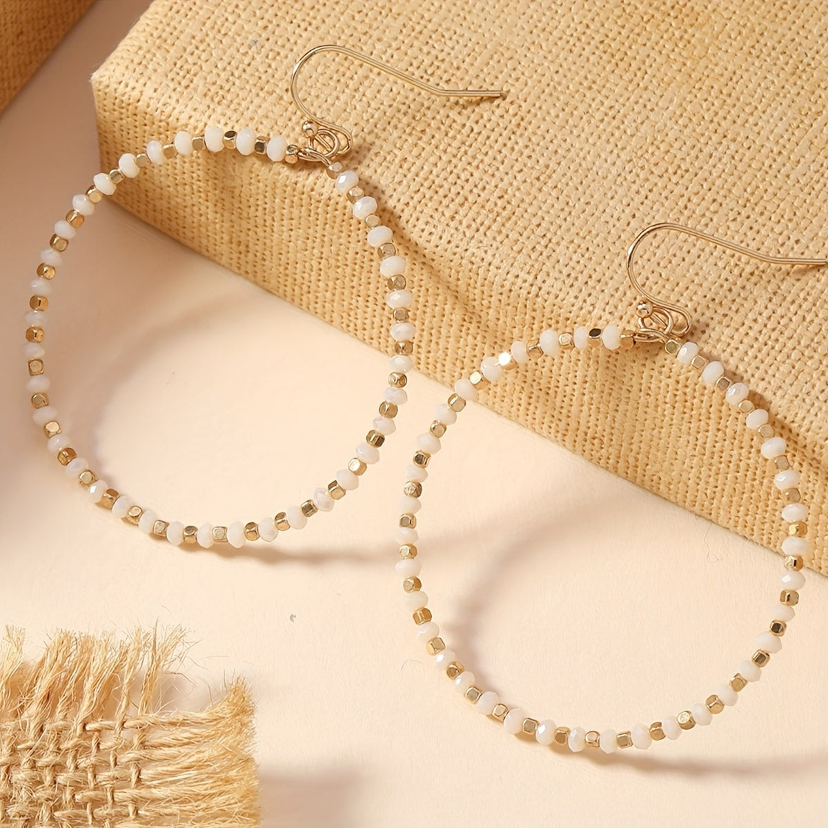 Glass Bead Hoop Earrings