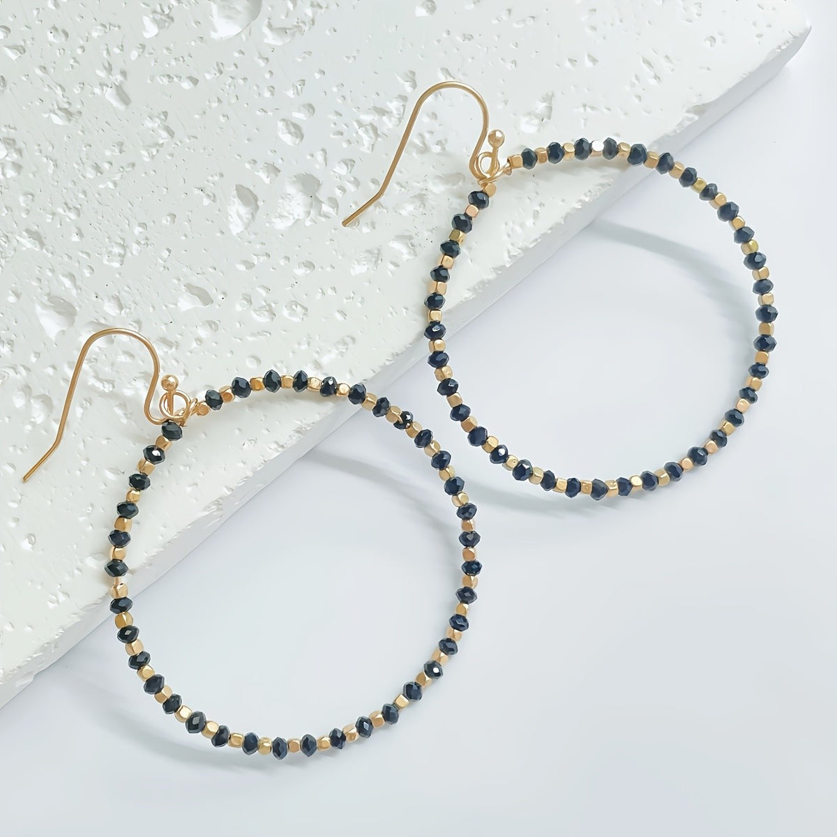 Glass Bead Hoop Earrings