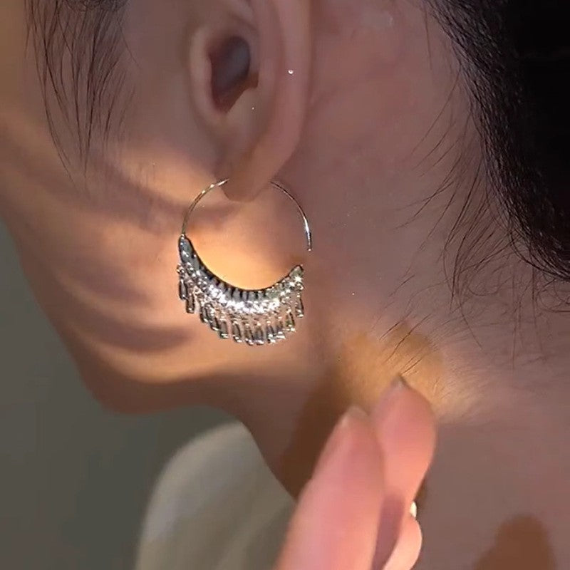 Crystal Fringe Hoop Earrings