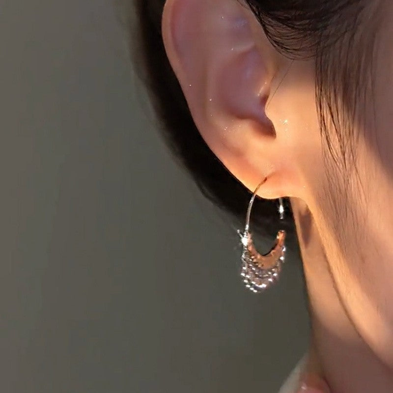 Crystal Fringe Hoop Earrings