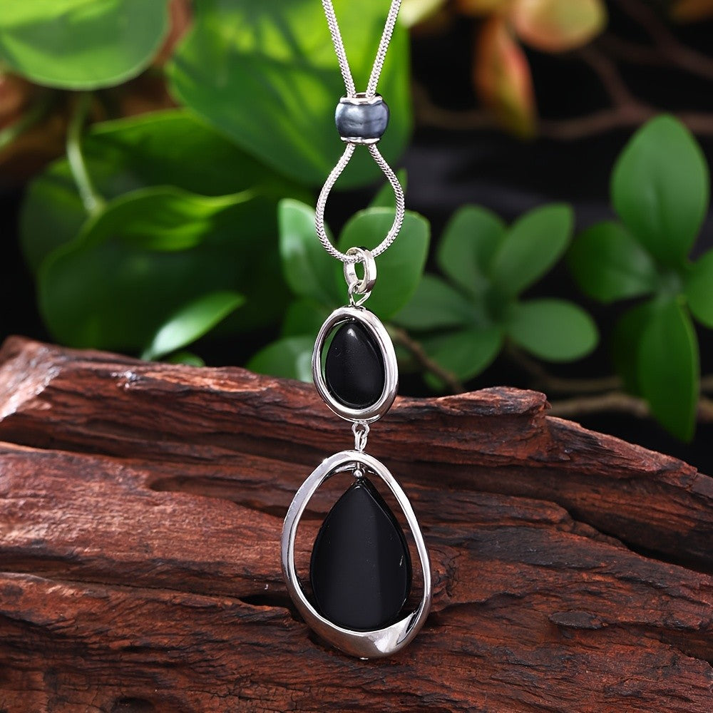 Oval Stone Adjustable Cord Necklace