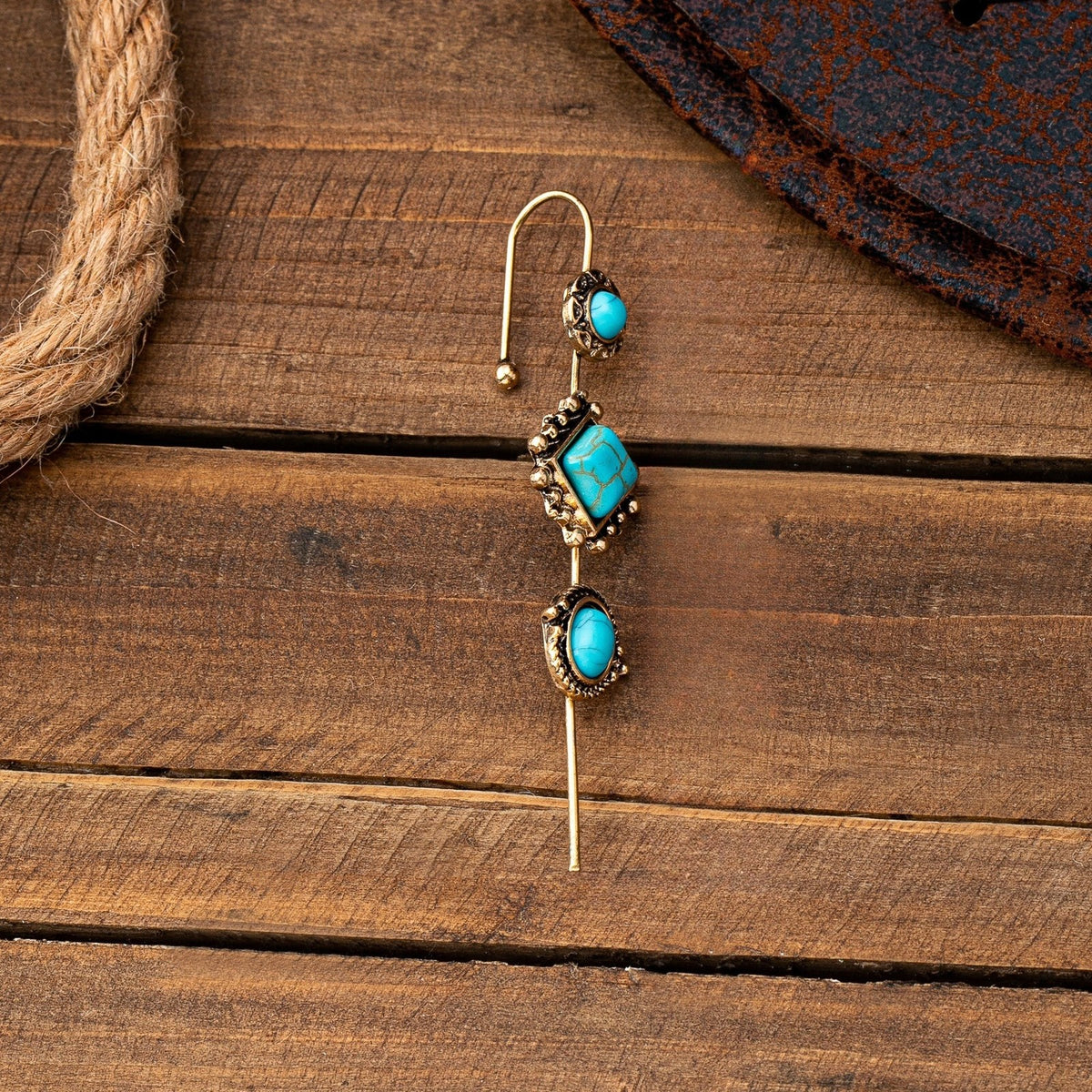 Turquoise Geometric Ear Cuff Set