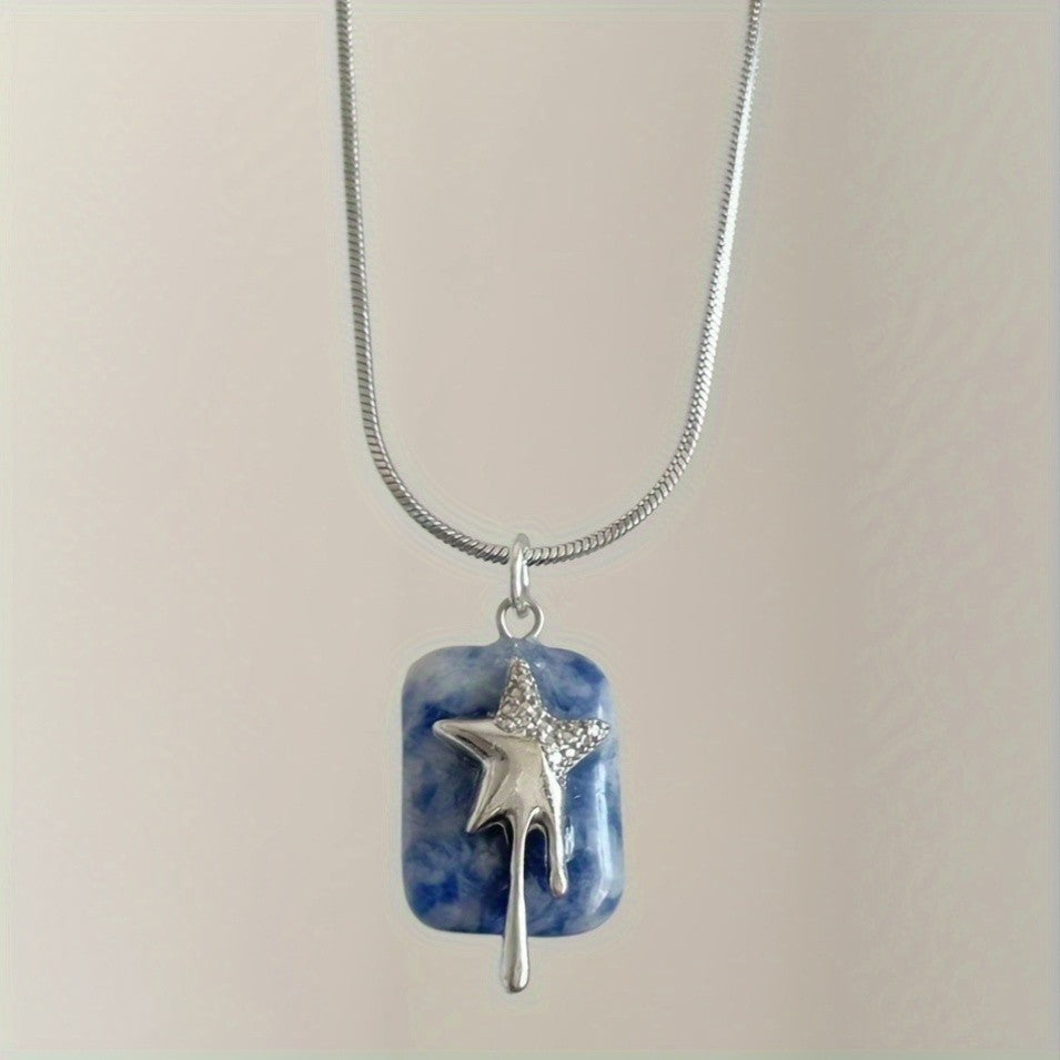 Blue Stone Star Pendant Necklace
