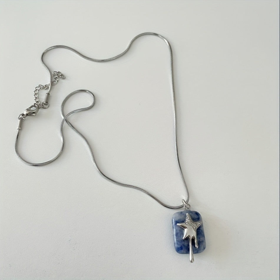 Blue Stone Star Pendant Necklace