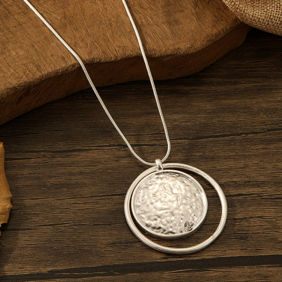 Hammered Disc & Open Circle Necklace