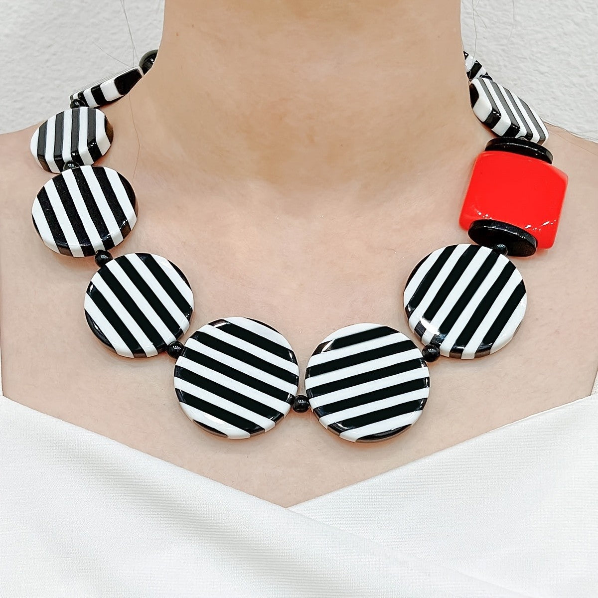 Striped Resin Statement Necklace