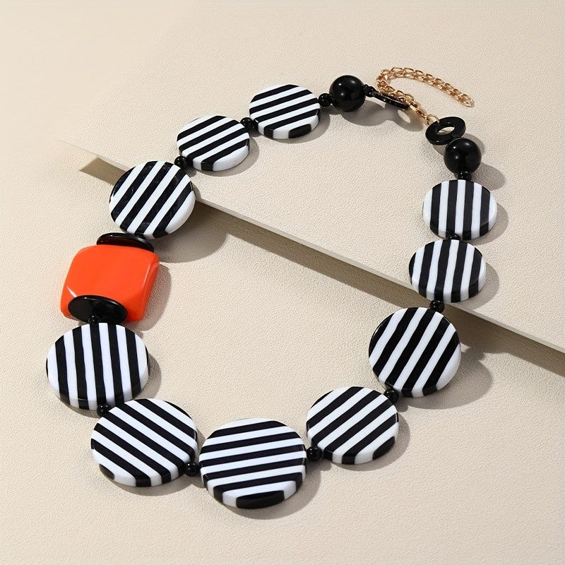 Striped Resin Statement Necklace