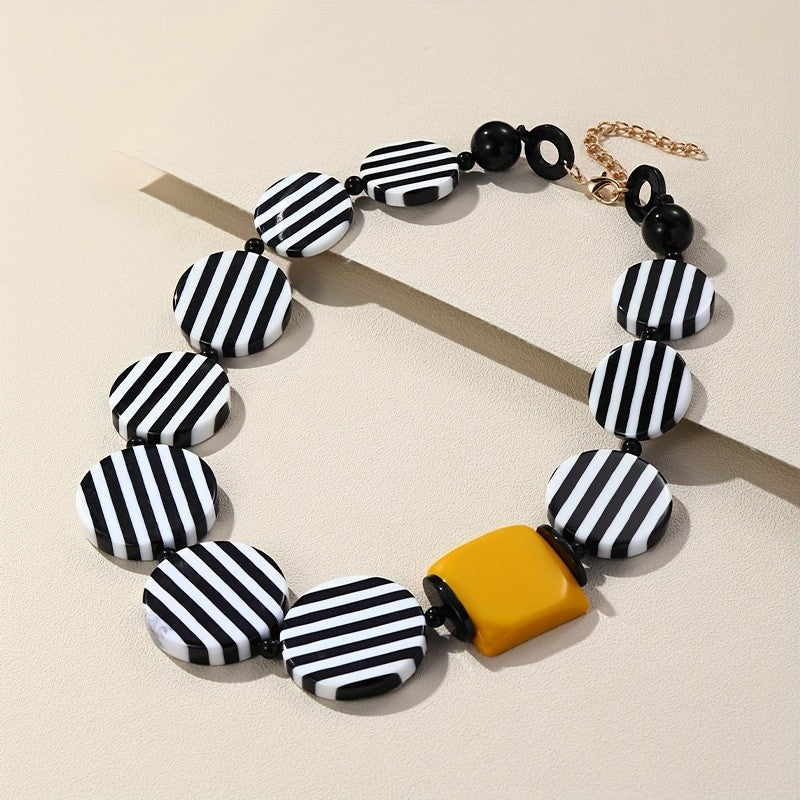 Striped Resin Statement Necklace