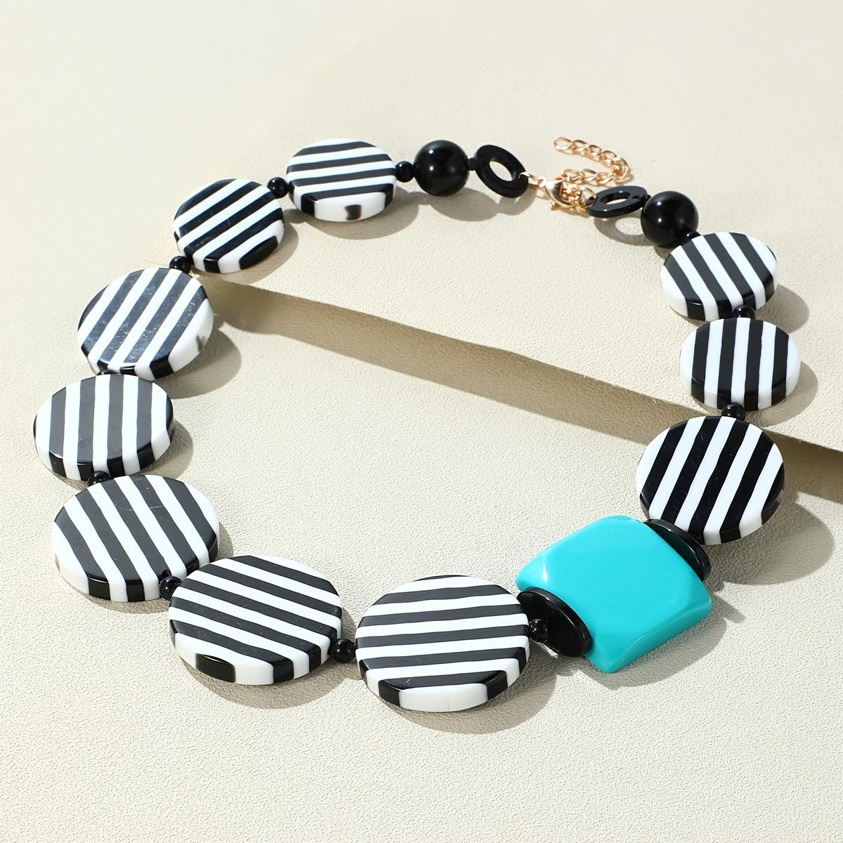 Striped Resin Statement Necklace