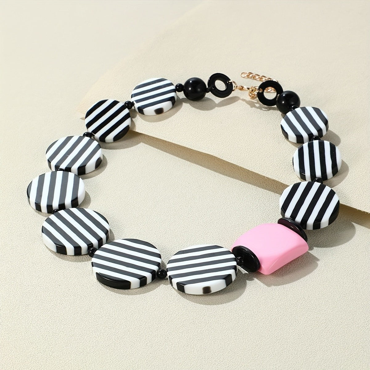 Striped Resin Statement Necklace
