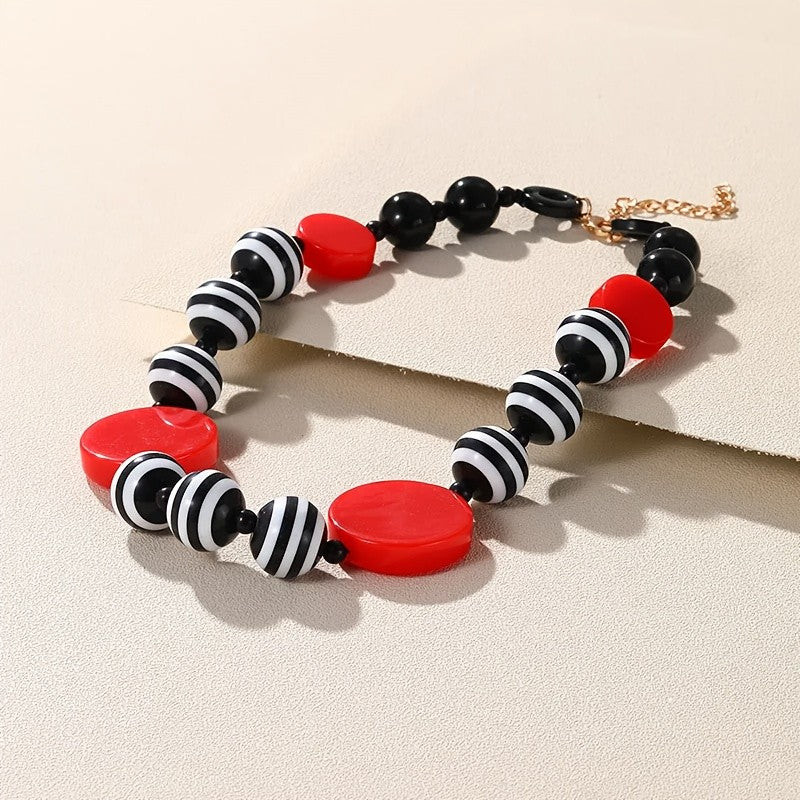 Striped Resin Statement Necklace