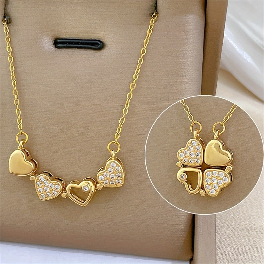 Convertible Four Heart Pendant Necklace