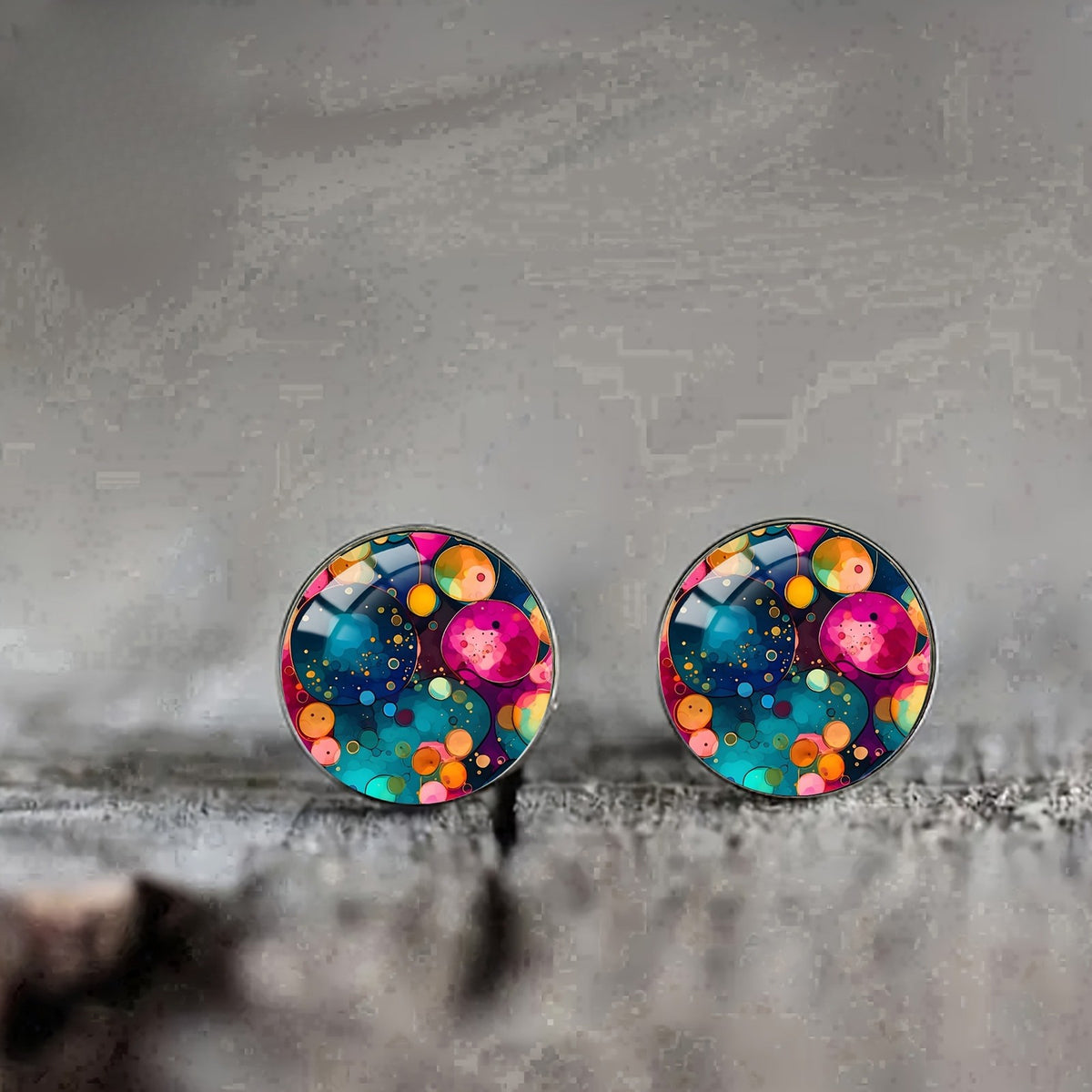 Multicolor Orb Glass Stud Earrings