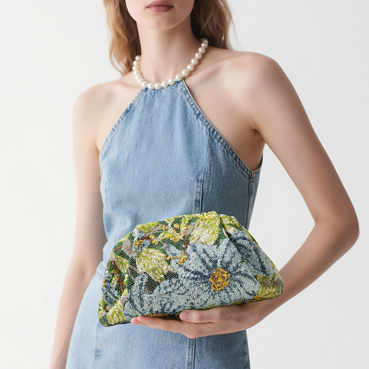 Floral Sequin Clutch