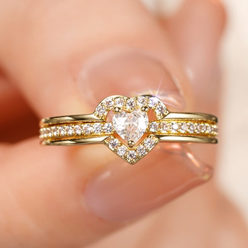 Pear Shape Crystal Heart Ring