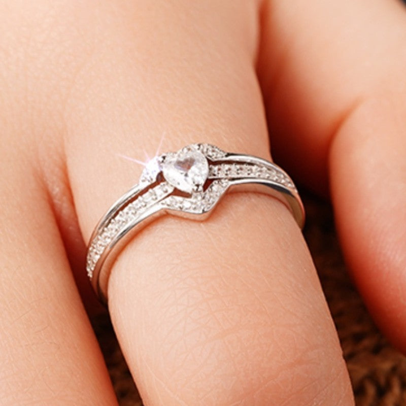 Pear Shape Crystal Heart Ring