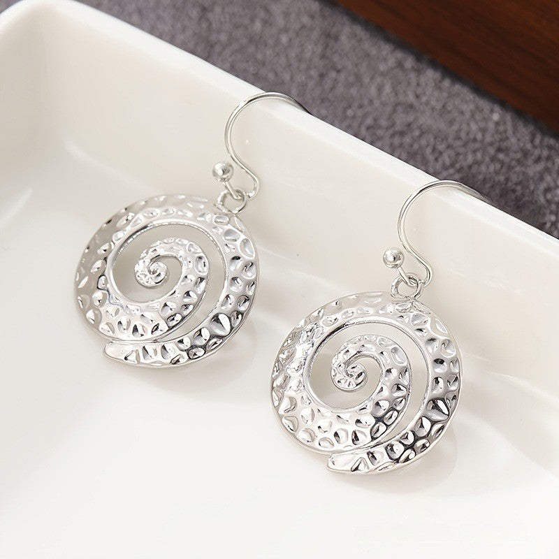 Hammered Spiral Drop Earrings