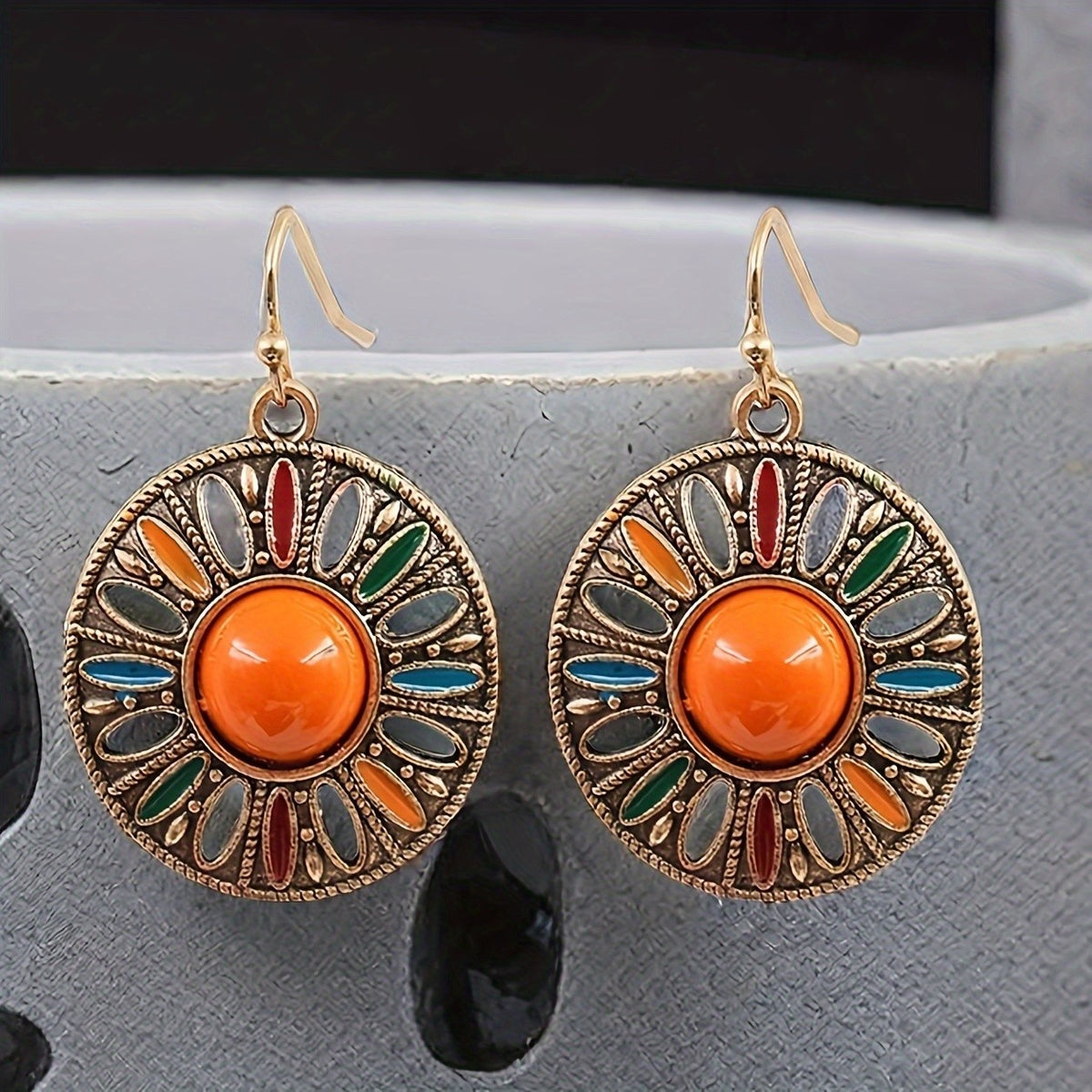 Colorful Sunburst Dangle Earrings