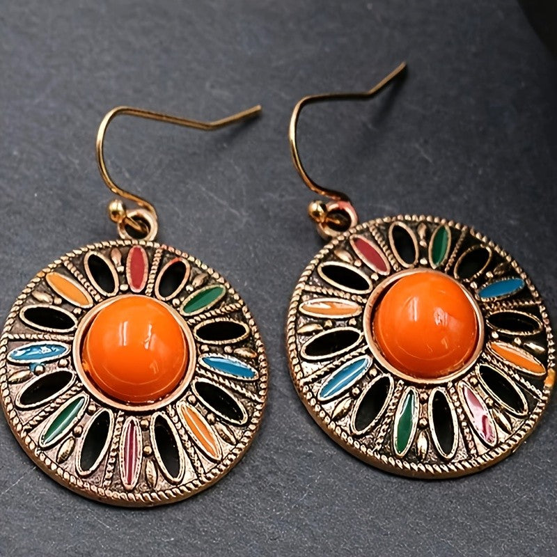 Colorful Sunburst Dangle Earrings