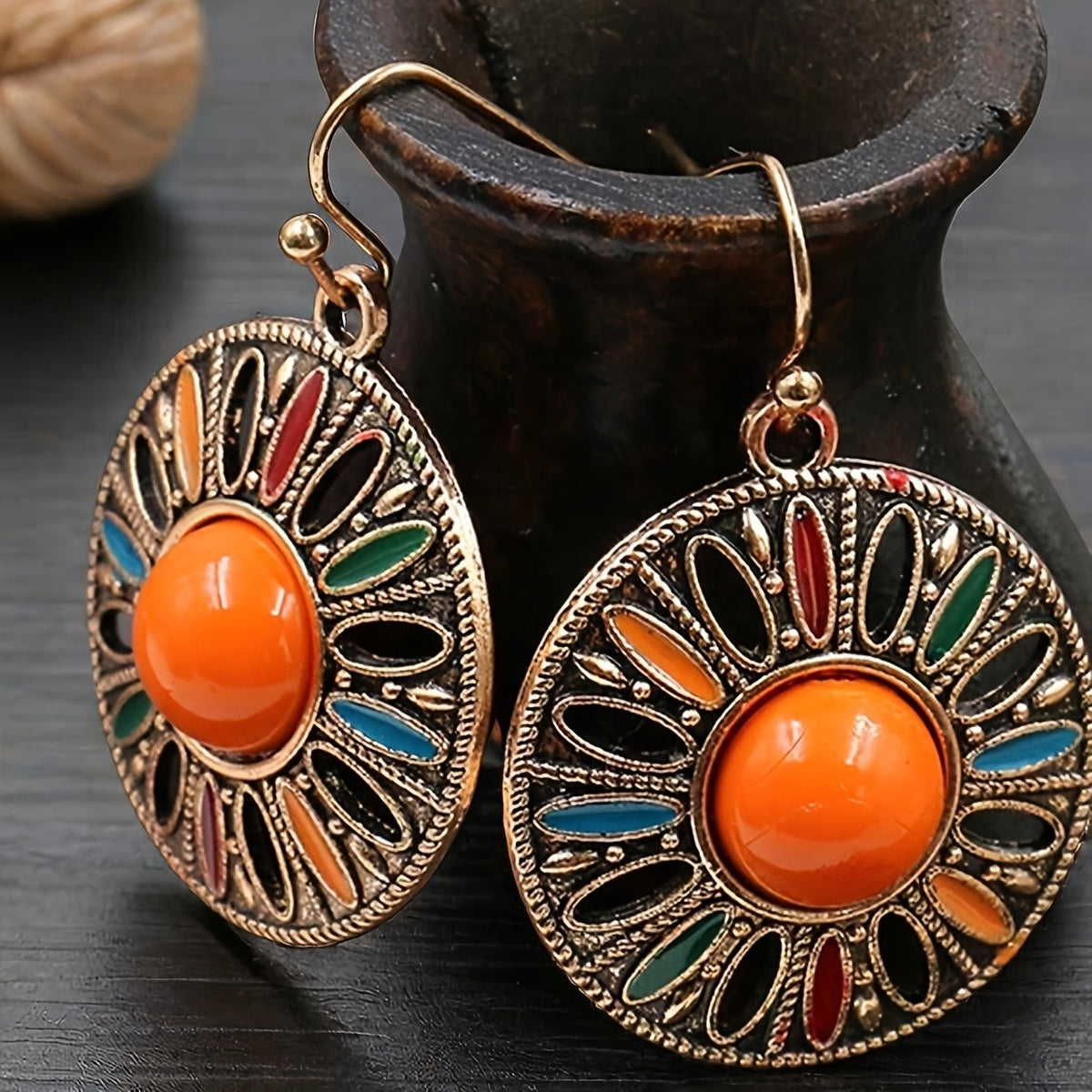 Colorful Sunburst Dangle Earrings