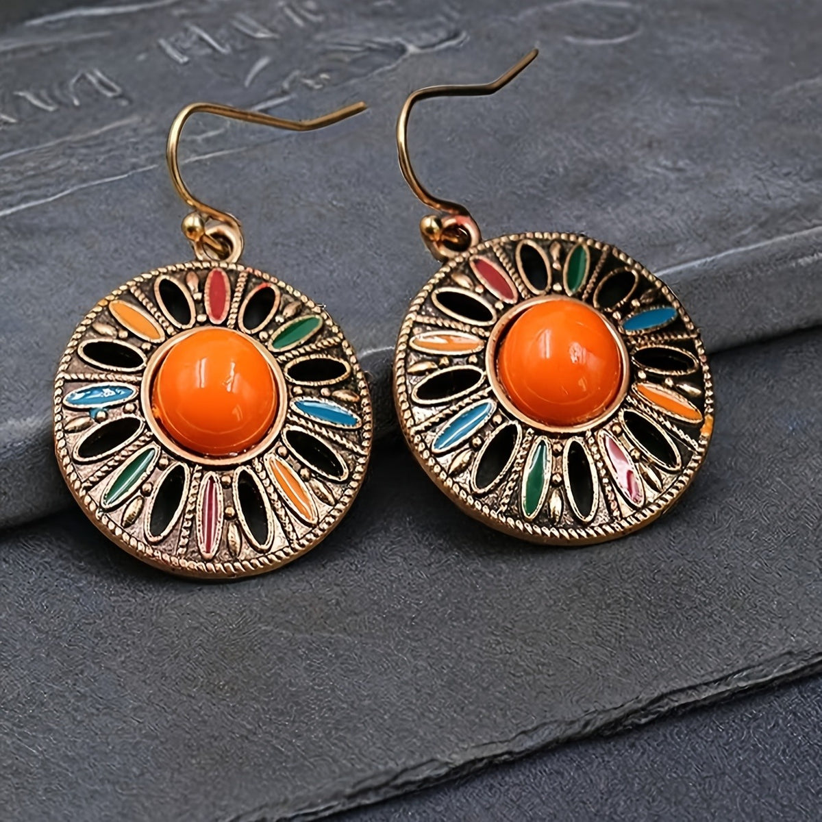 Colorful Sunburst Dangle Earrings
