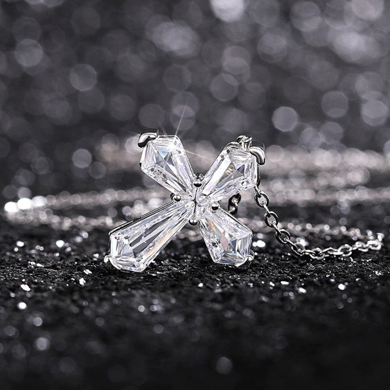 Baguette Crystal Cross Pendant Necklace