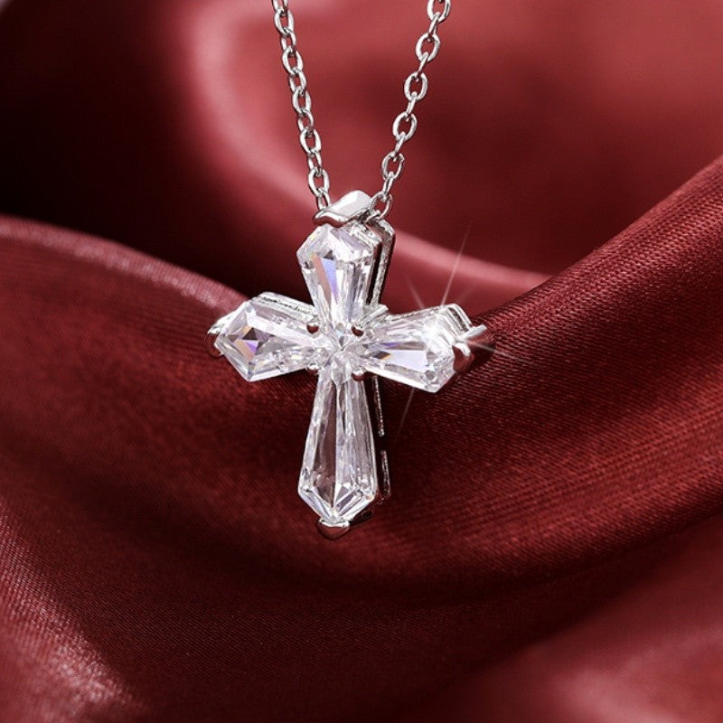 Baguette Crystal Cross Pendant Necklace