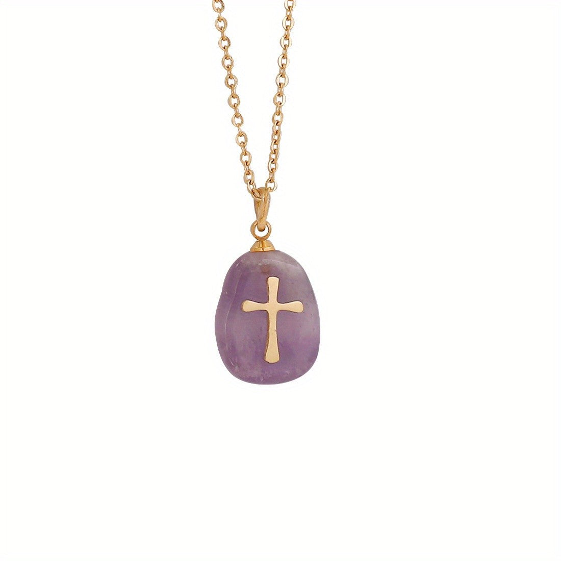 Natural Stone Cross Necklace
