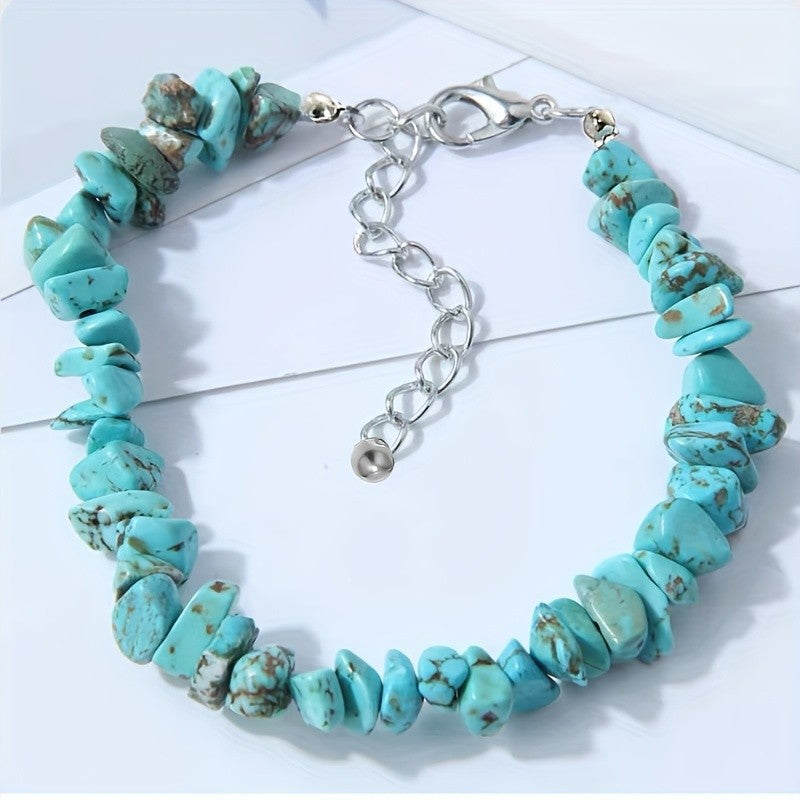Natural Stone Chip Necklace & Bracelet Set