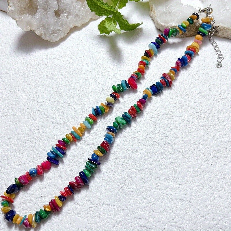 Natural Stone Chip Necklace & Bracelet Set