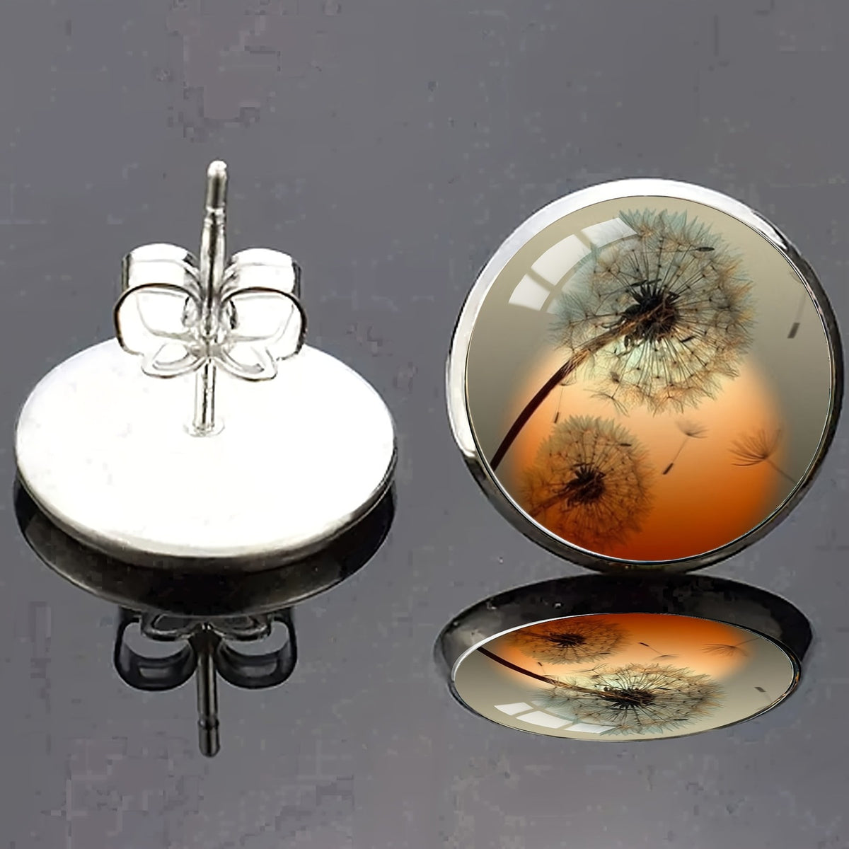 Dandelion Glass Stud Earrings