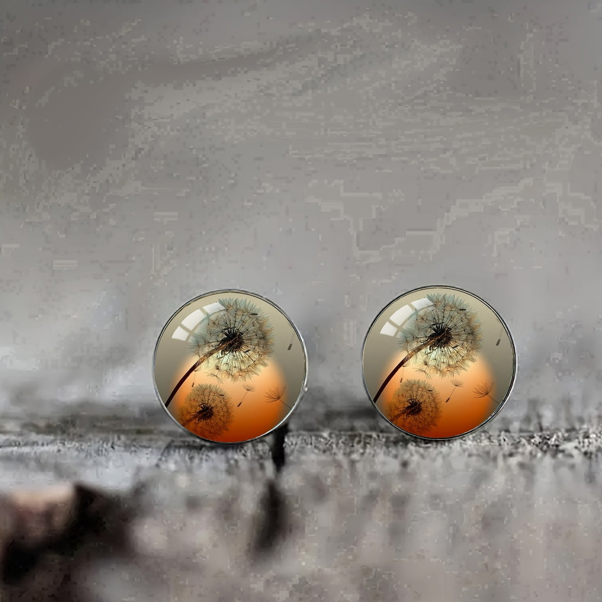 Dandelion Glass Stud Earrings