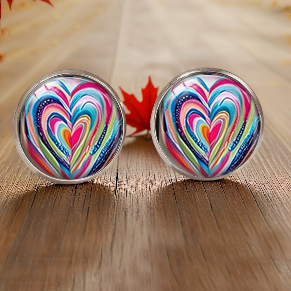 Colorful Swirl Heart Earrings