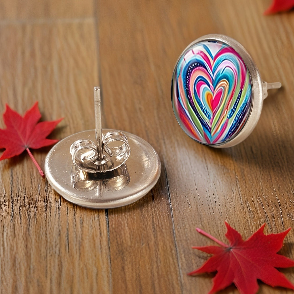Colorful Swirl Heart Earrings
